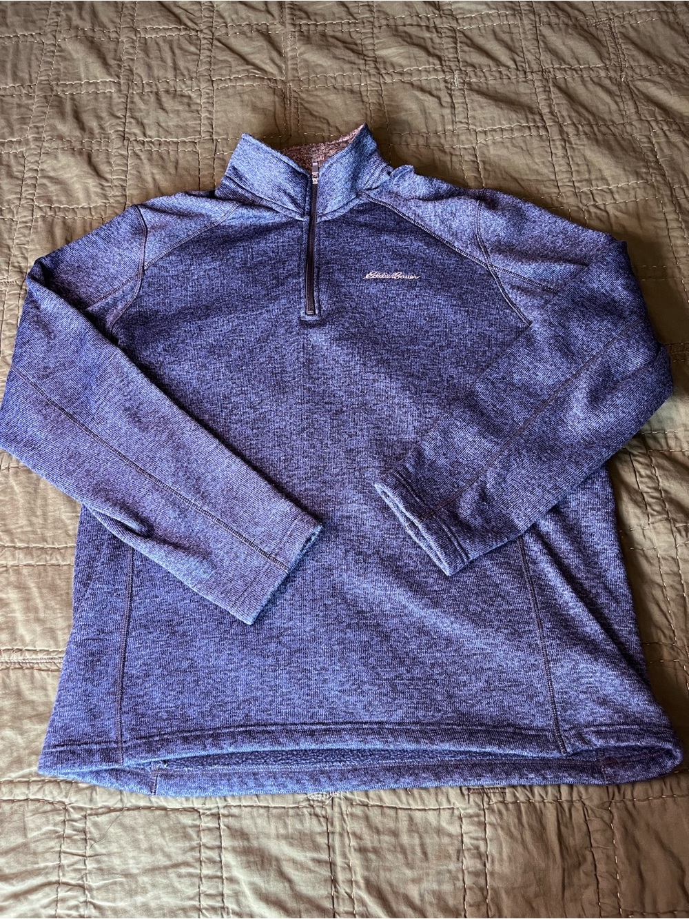 Eddie Bauer Men's Heathered Navy Half-Zip Pullover. XL